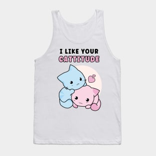 Pastel Kittens Cute Cats Funny Pun - I like your cattitude Tank Top